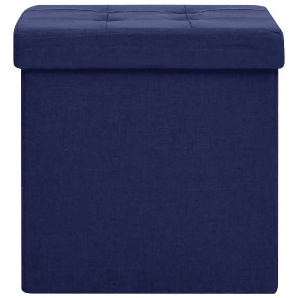 Taburete con almacenaje plegable lino sintético azul M 3