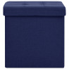 Taburete con almacenaje plegable lino sintético azul 3