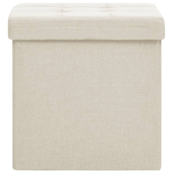 Taburetes de almacenaje plegables 2 uds lino sintético crema M 4