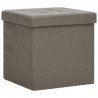 Taburete de almacenaje plegable 2 uds lino sintético gris taupe 3