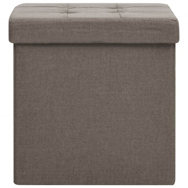 Taburete de almacenaje plegable 2 uds lino sintético gris taupe M 4