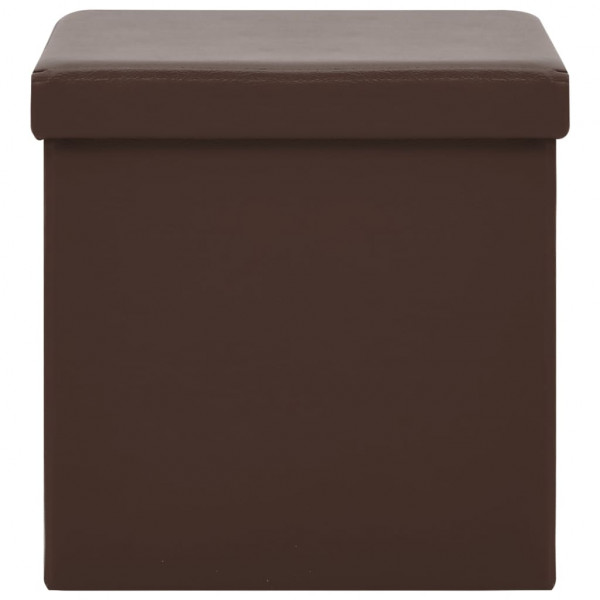 Taburete con almacenaje plegable marrón PVC M 3