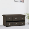 Banco arrumação dobrável 76x38x38cm linho falso castanho-escuro 1