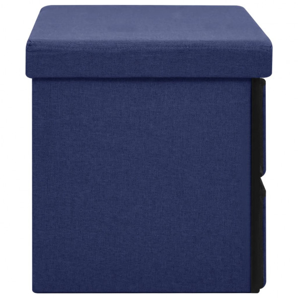 Banco de arrumação dobrável 76x38x38 cm linho falso azul M 4