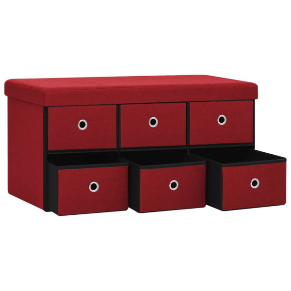 Banco almacenaje plegable lino sintético rojo tinto 76x38x38 cm M 5
