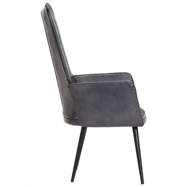 Sillón orejero de cuero auténtico gris canela M 4
