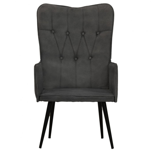 Sillón orejero de cuero auténtico negro canela M 3