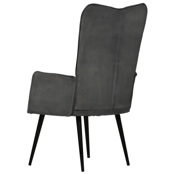 Sillón orejero de cuero auténtico negro canela M 5