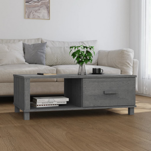 Mesa de centro HAMAR madera maciza pino gris oscuro 100x55x35cm D