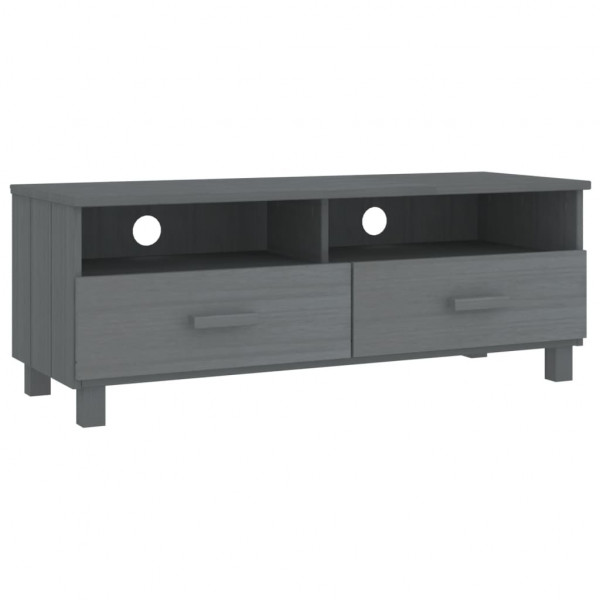 Mueble de TV HAMAR madera maciza pino gris oscuro 106x40x40 cm M 2