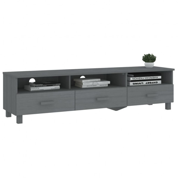Mueble de TV HAMAR madera maciza pino gris oscuro 158x40x40 cm M 3