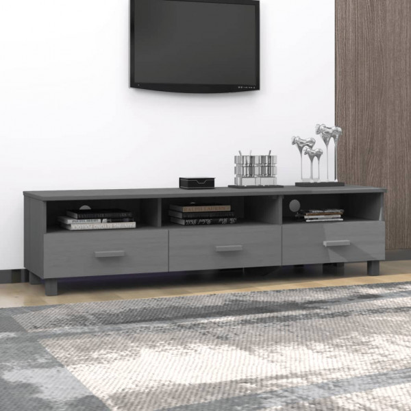 Mueble de TV HAMAR madera maciza pino gris oscuro 158x40x40 cm M 4
