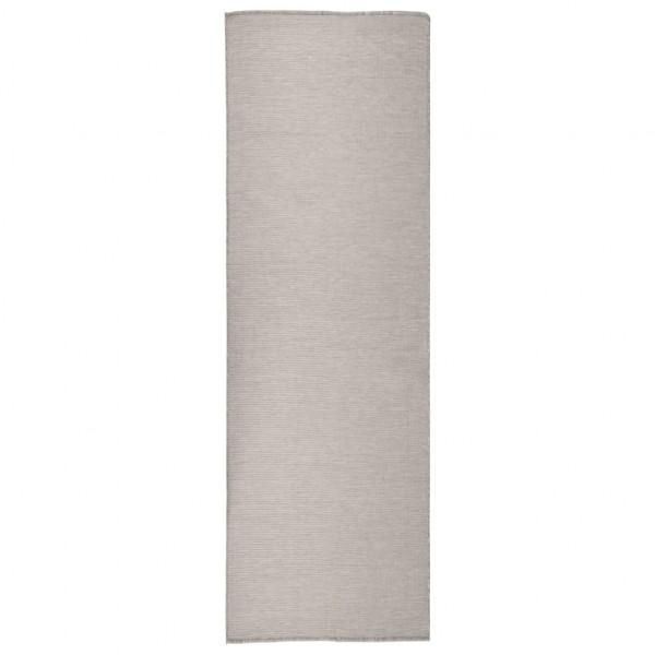 Alfombra de exterior de tejido plano gris taupe 80x250 cm D