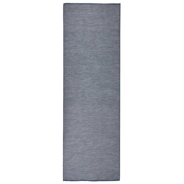 Alfombra de exterior de tejido plano azul 80x250 cm D