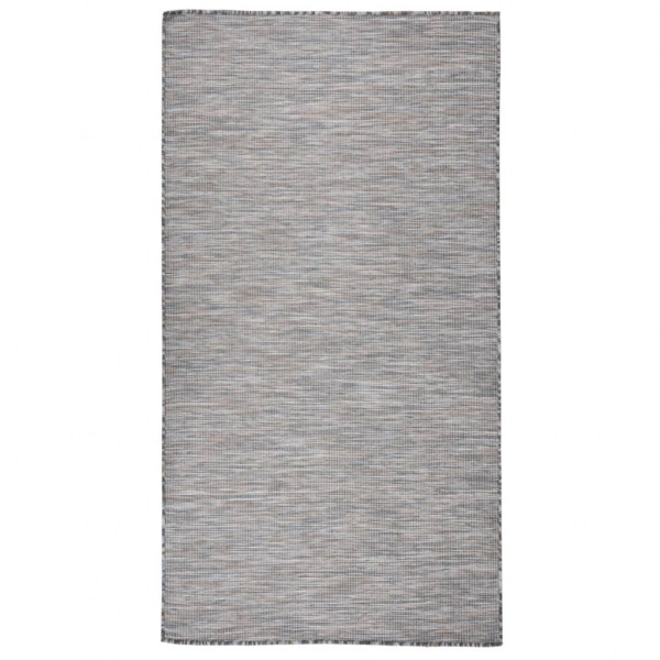 Alfombra de exterior de tejido plano marrón y azul 80x150 cm D