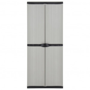 Armario de jardín con 3 estantes gris y negro 68x40x168 cm H