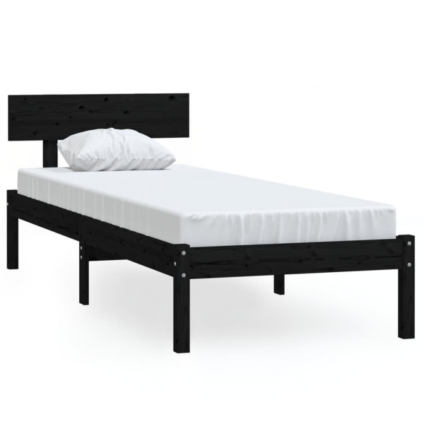 Estrutura cama pequena solteiro 75x190 cm madeira maciça preto M 2