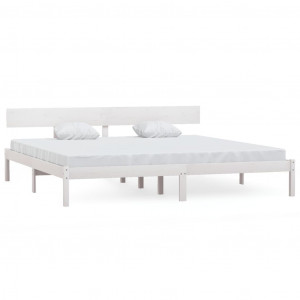 Estrutura de cama super king 180x200 cm pinho maciço branco H