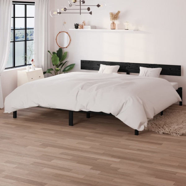 Estructura de cama madera maciza de pino negro 180x200 cm D