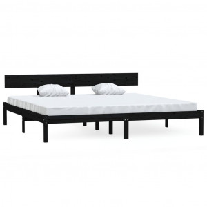 Estructura de cama madera maciza de pino negro 180x200 cm H