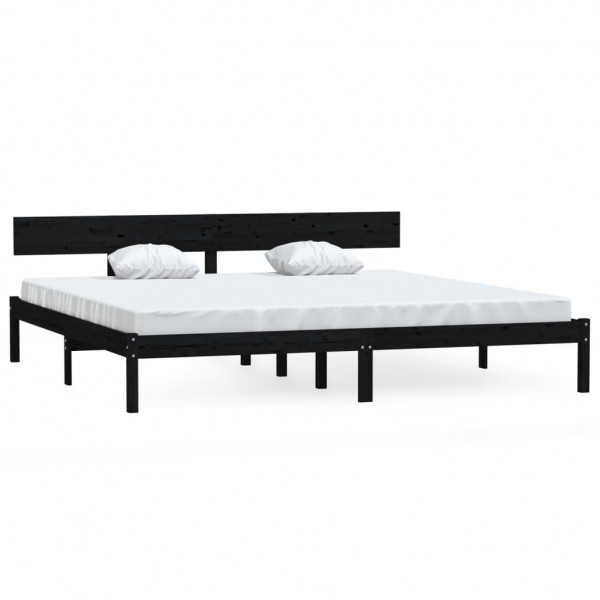 Estructura de cama madera maciza de pino negro 180x200 cm M 2