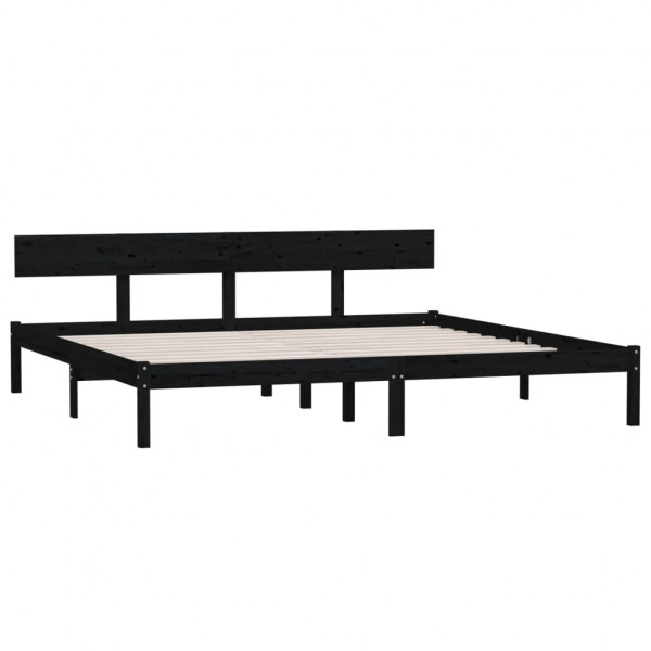 Estructura de cama madera maciza de pino negro 180x200 cm M 3