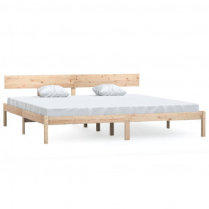 Estructura de cama madera maciza de pino 200x200 cm H