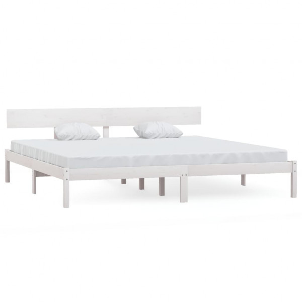 Estructura de cama madera maciza de pino blanco 200x200 cm M 2
