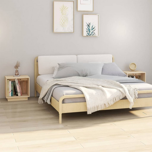 Mesitas de noche 2 uds madera maciza de pino 40x30x40 cm D