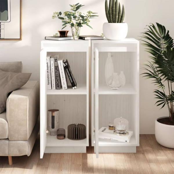 Aparador 2 uds madera maciza de pino blanco 31.5x34x75 cm M 3