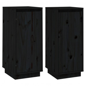Aparador 2 uds madera maciza de pino negro 31.5x34x75 cm H