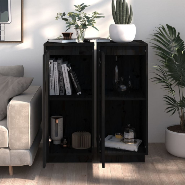 Aparador 2 uds madera maciza de pino negro 31.5x34x75 cm M 3