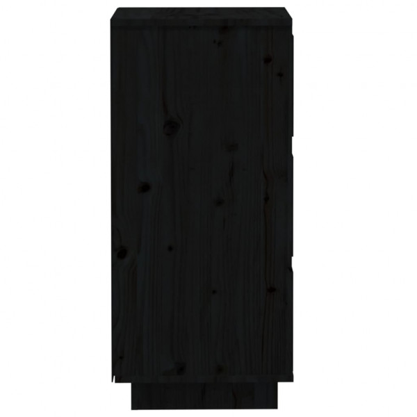 Aparador 2 uds madera maciza de pino negro 32x34x75 cm M 5