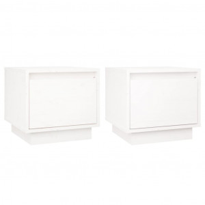 Mesitas de noche 2 uds madera maciza de pino blanco 35x34x32 cm H
