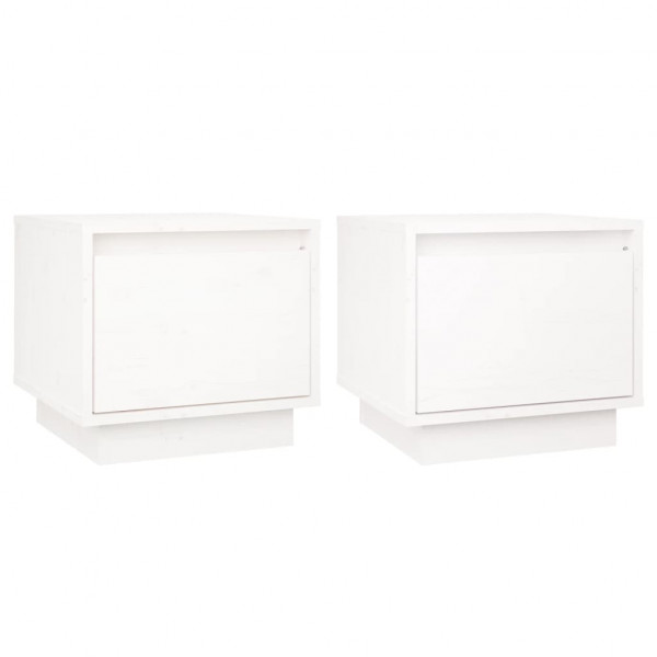 Mesas de cabeceira 2 pcs 35x34x32 cm pinho maciço branco M 2