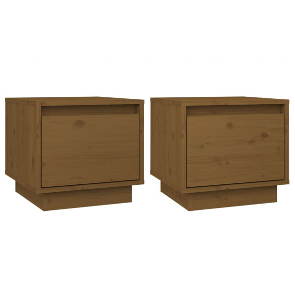 Mesitas de noche 2 uds madera de pino marrón miel 35x34x32 cm M 2
