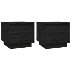 Mesitas de noche 2 uds madera maciza de pino negro 35x34x32 cm H