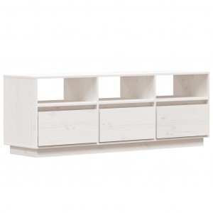 Mueble de TV de madera maciza de pino blanco 140x37x50 cm H