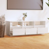 Mueble de TV de madera maciza de pino blanco 140x37x50 cm 3
