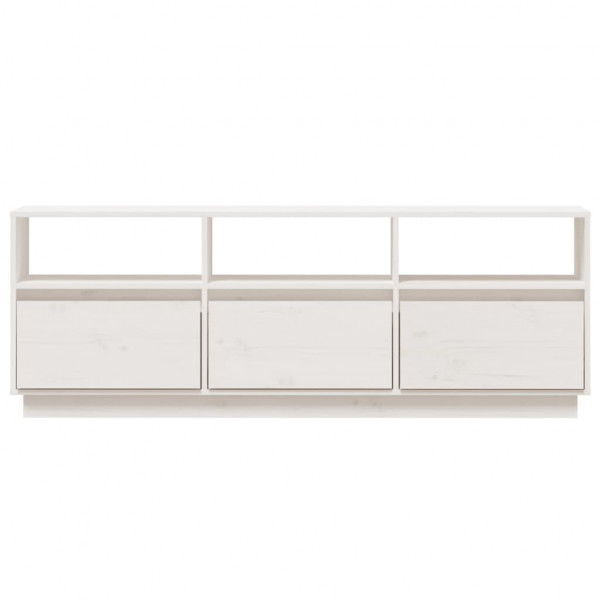 Mueble de TV de madera maciza de pino blanco 140x37x50 cm M 5