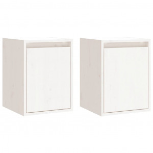 Armario de pared 2 uds madera maciza de pino blanco 30x30x40 cm H