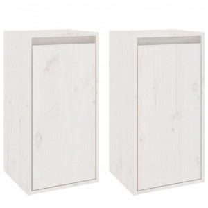 Armario de pared 2 uds madera maciza de pino blanco 30x30x60 cm H