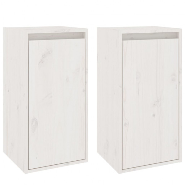 Armario de pared 2 uds madera maciza de pino blanco 30x30x60 cm M 2