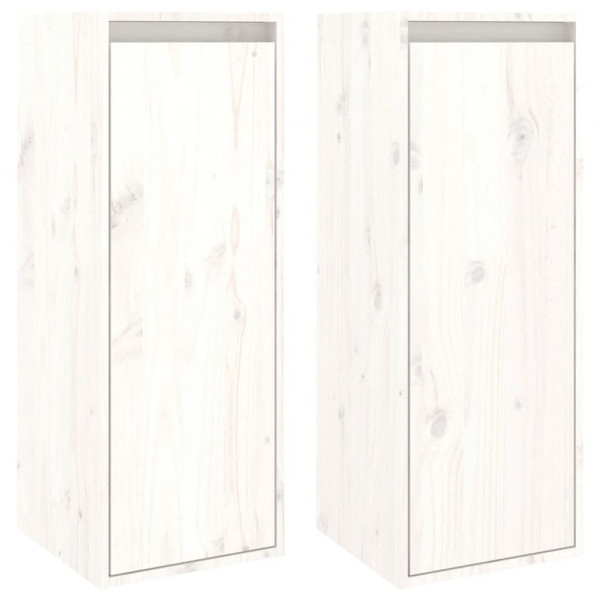 Armario de pared 2 uds madera maciza de pino blanco 30x30x80 cm M 2