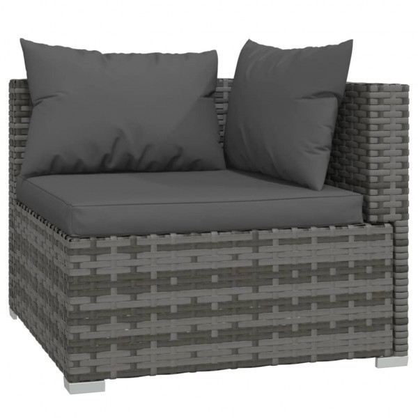 Set muebles de jardín 4 piezas y cojines ratán sintético gris M 3