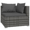 4 pcs conjunto lounge de jardim c/ almofadões vime PE cinzento 3