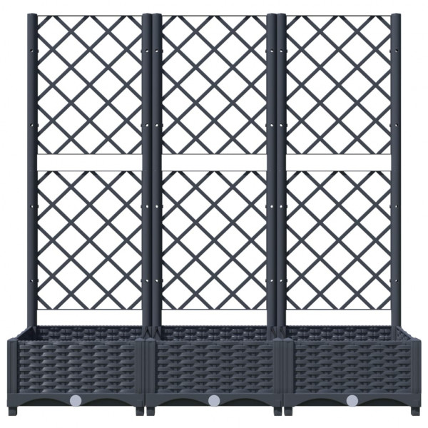 Vaso/floreira jardim c/ treliça 120x40x121.5 cm PP cinzento azul M 4