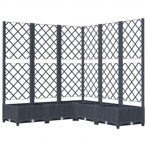 Jardinera con enrejado PP gris oscuro 120x120x121.5 cm H