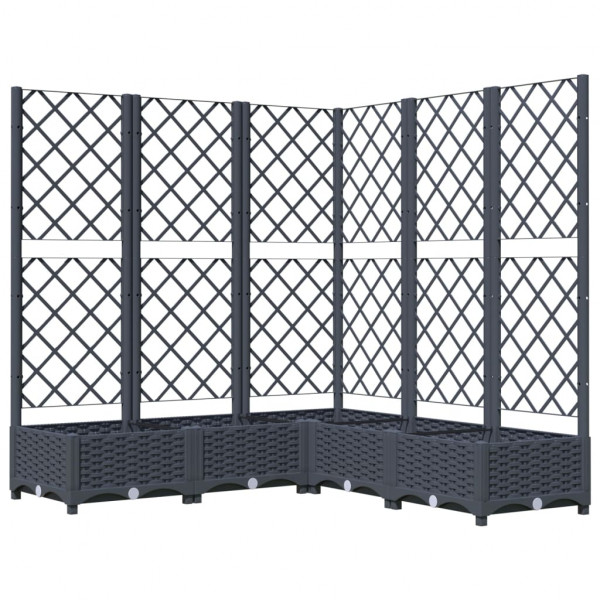 Vaso/floreira jardim c/ treliça 120x120x121.5cm PP cinzento azul M 2