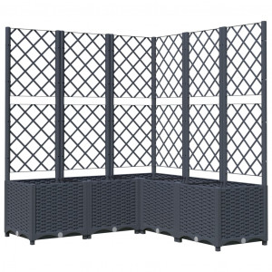 Vaso/floreira jardim c/ treliça 120x120x136 cm PP cinzento azul H